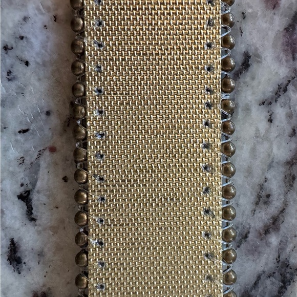 Elite Accessories Gold Belt Gold Beaded Edge Gold Tone Buckle Made In USA Size L - Picture 3 of 5